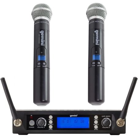 GEMINI Dual channel wireless UHF PLL system with 2 handheld UHF-6200M-R2